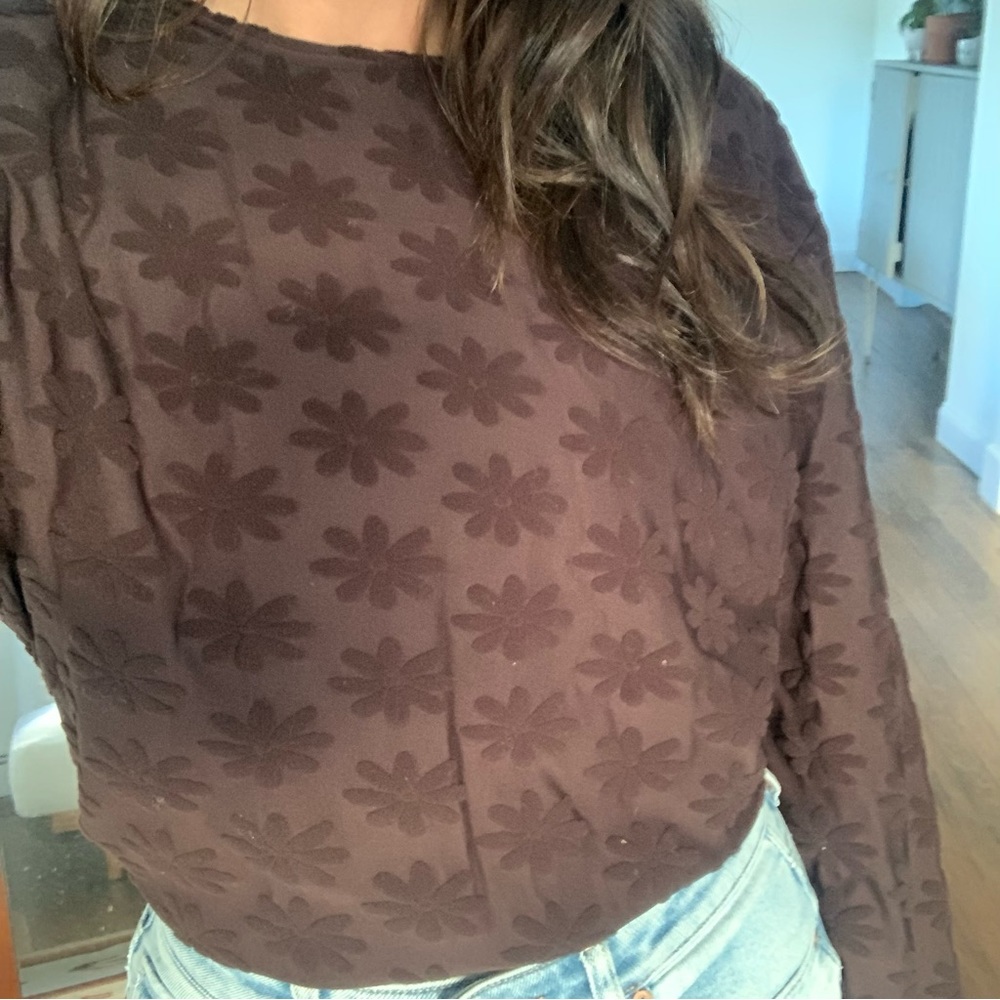 Vintage Brown Retro Flower Top